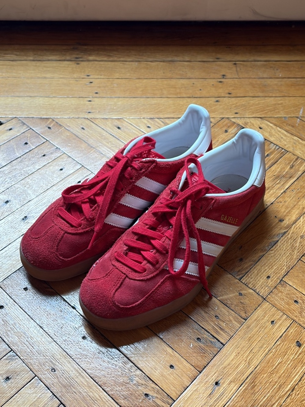 adidas Red Suede Casual Sneakers with White Accents